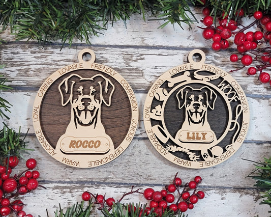 Doberman Pinscher Wooden Christmas Ornament