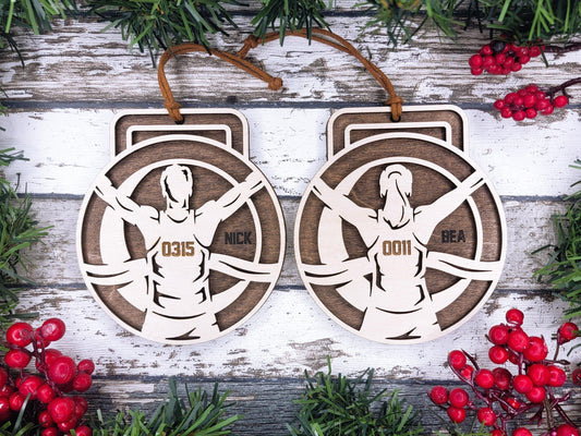 Personalized Wooden Marathon Christmas Ornament