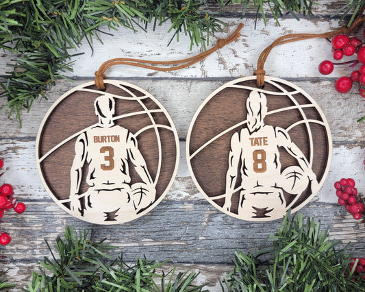 Personalized Wooden Basketball Christmas Ornament