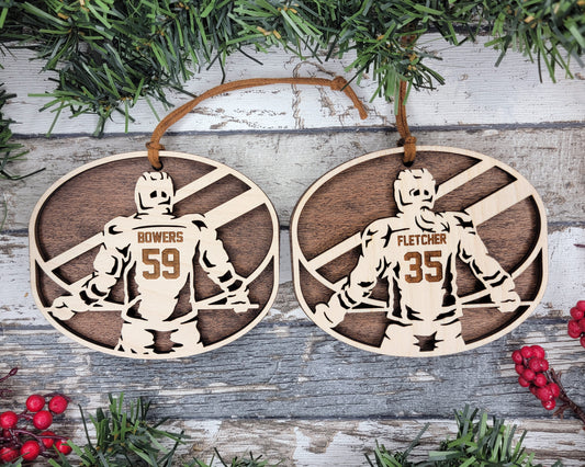 Personalized Wooden Hockey Christmas Ornament