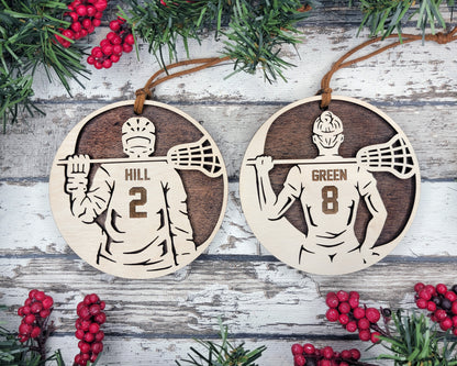 Personalized Wooden Lacrosse Christmas Ornament