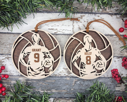 Personalized Wooden Volleyball Christmas Ornament