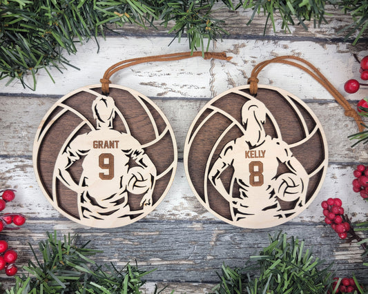 Personalized Wooden Volleyball Christmas Ornament