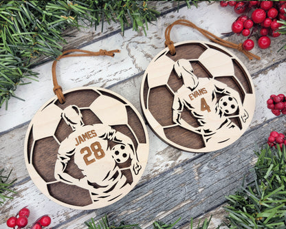 Personalized Wooden Soccer Christmas Ornament