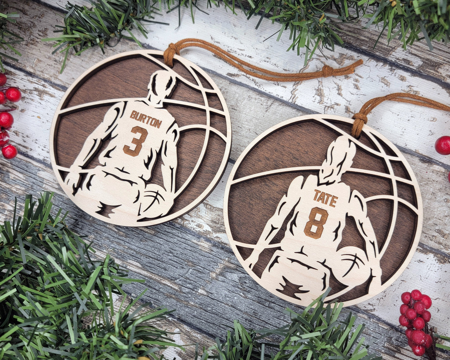 Personalized Wooden Basketball Christmas Ornament