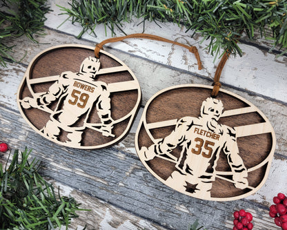 Personalized Wooden Hockey Christmas Ornament