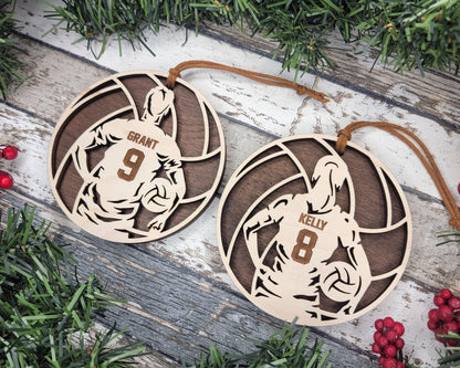 Personalized Wooden Volleyball Christmas Ornament