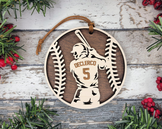 Personalized Wooden Baseball Christmas Ornament
