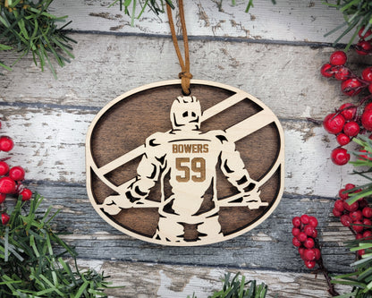 Personalized Wooden Hockey Christmas Ornament