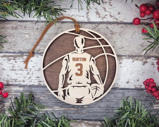 Personalized Wooden Basketball Christmas Ornament