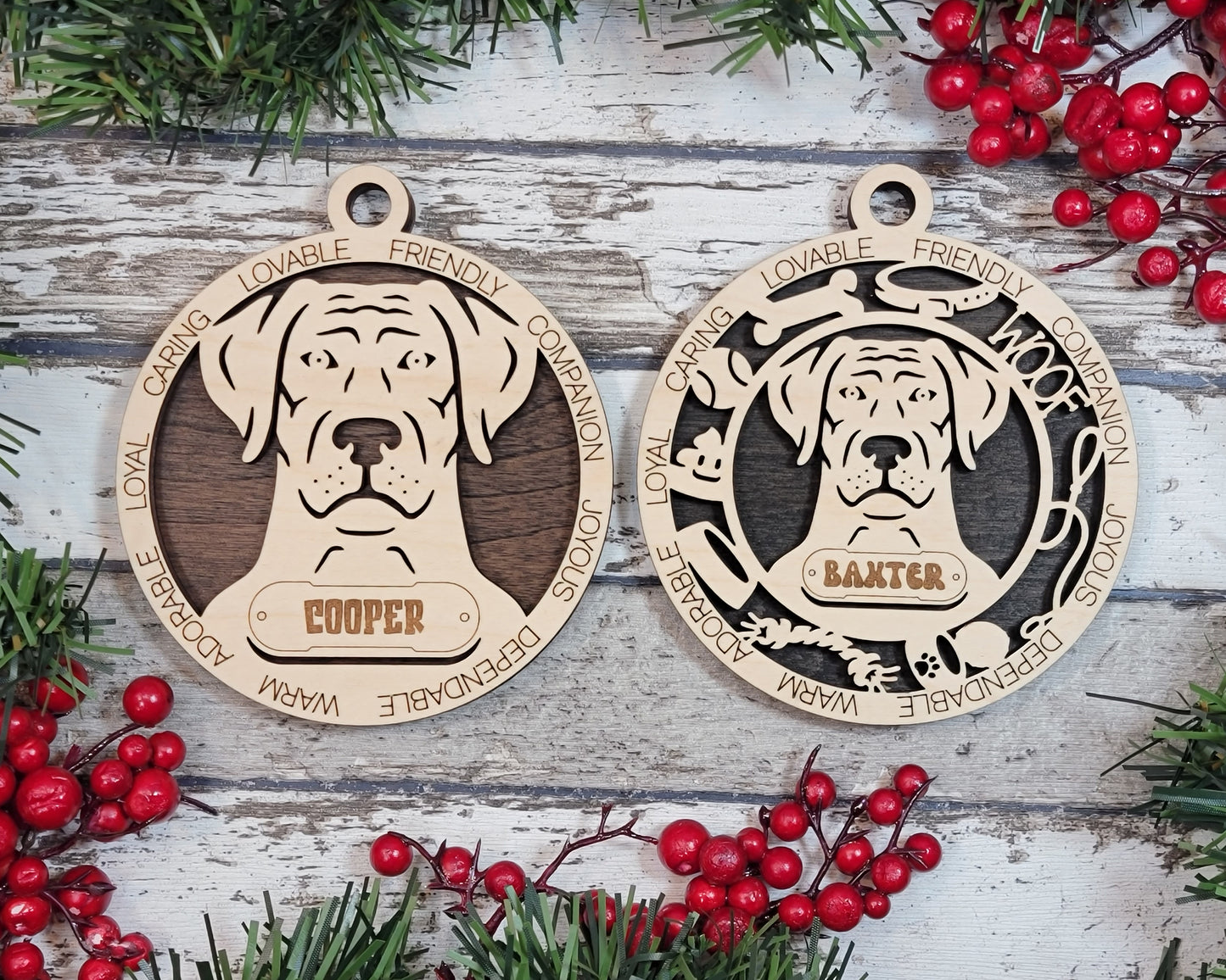Letter P - R Dog Breeds Christmas Ornaments