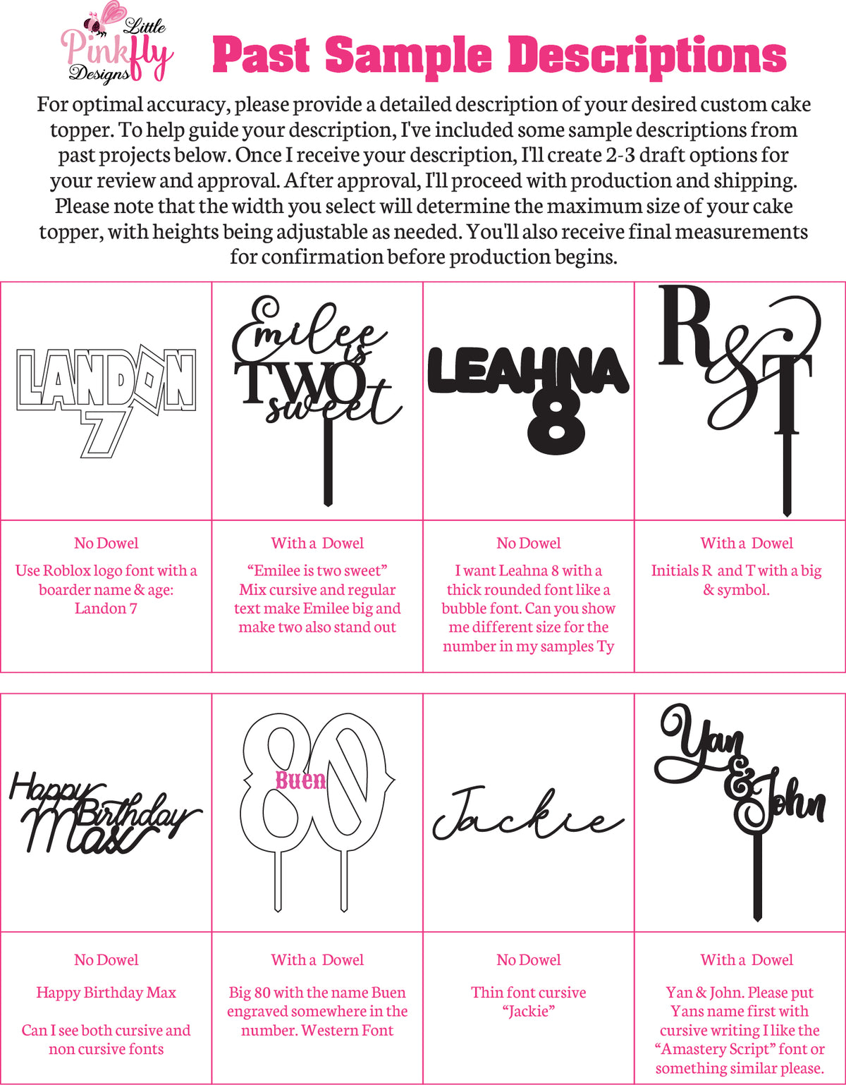 Cake Topper Inscription Sample DIY MDF Cake Toppers – Little Pinkfly Designs