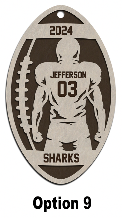 Personalized Wooden Football Christmas Ornament