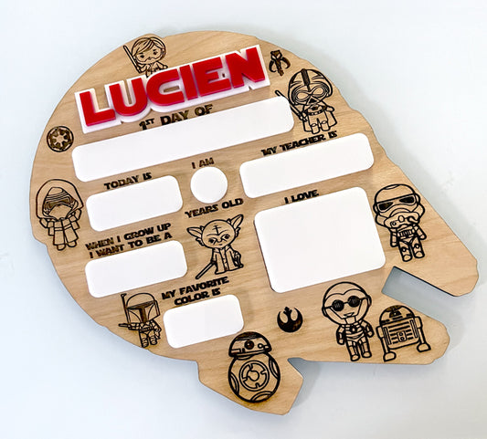 First Day of School Sign – Cute Chibi Astronaut & Lightsaber Theme