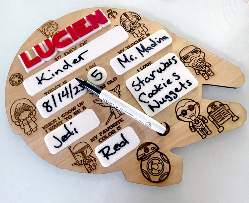 First Day of School Sign – Cute Chibi Astronaut & Lightsaber Theme