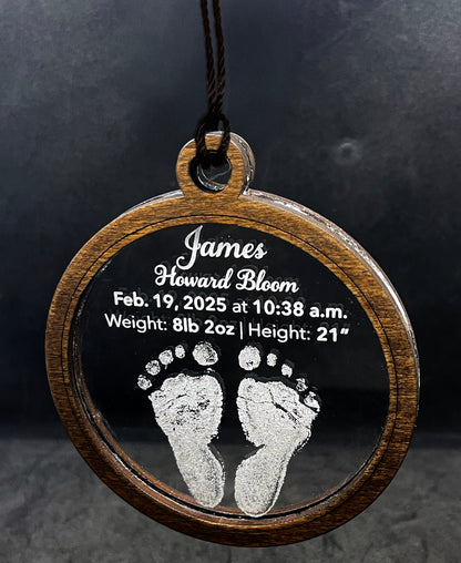 Baby Feet Birth Announcement Christmas Ornament
