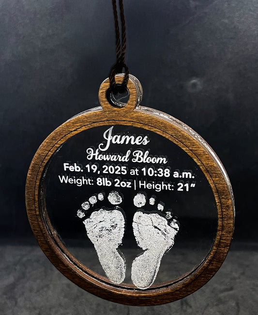 Baby Feet Birth Announcement Christmas Ornament