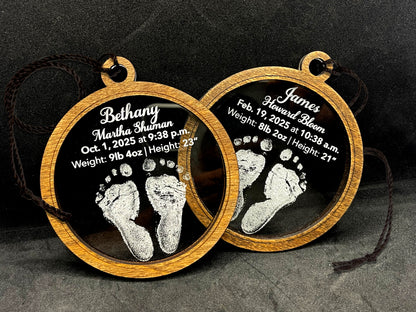 Baby Feet Birth Announcement Christmas Ornament