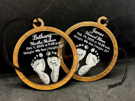 Baby Feet Birth Announcement Christmas Ornament