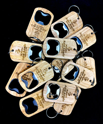 Customizable Wooden Bottle Opener Key Chain Cross and Holy Spirit