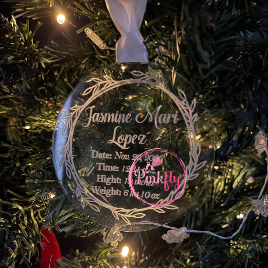 Christmas Ornament Birth Announcement Wreath