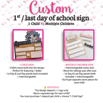 Custom First / Last Day of School Sign - Design Deposit