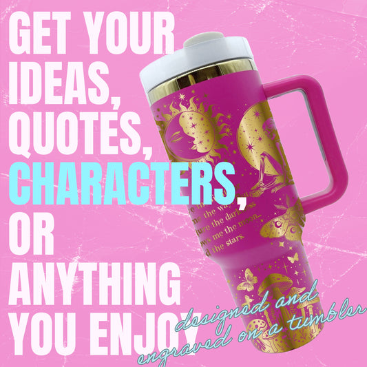 Custom Designed 40oz Tumbler Gold Stainless Steel Engraving