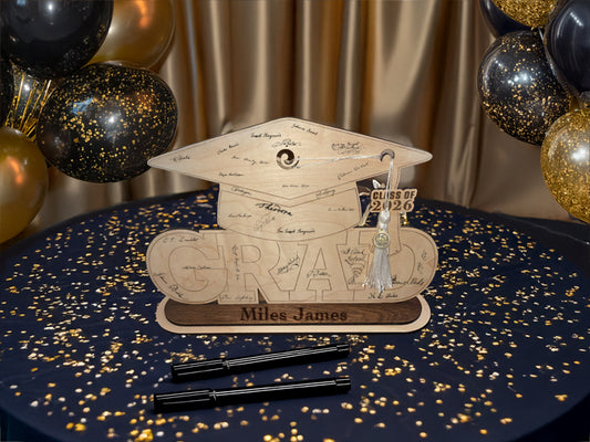 Custom Engraved Graduation Signature Sign with Tassel Holder