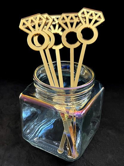 Engagement Diamond Ring Stir Sticks Solid Colors