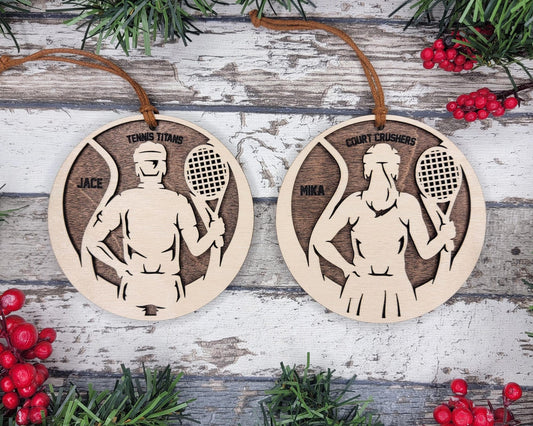 Personalized Wooden Tennis Christmas Ornament