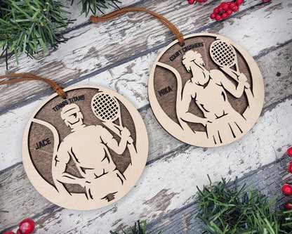 Personalized Wooden Tennis Christmas Ornament