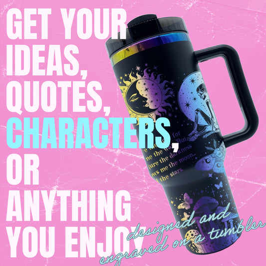 Custom Designed 40oz Tumbler Rainbow Stainless Steel Engraving